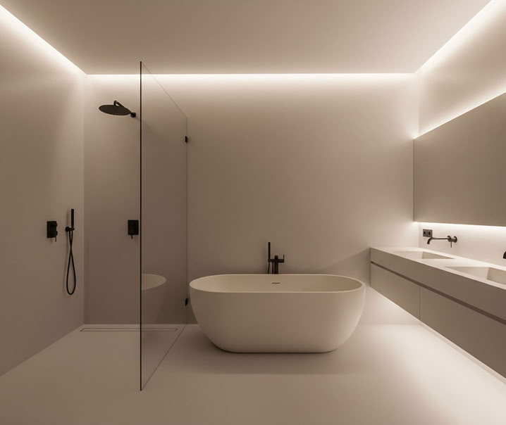 fugenlose, wasserdichte Wände, ideal für Dusche,