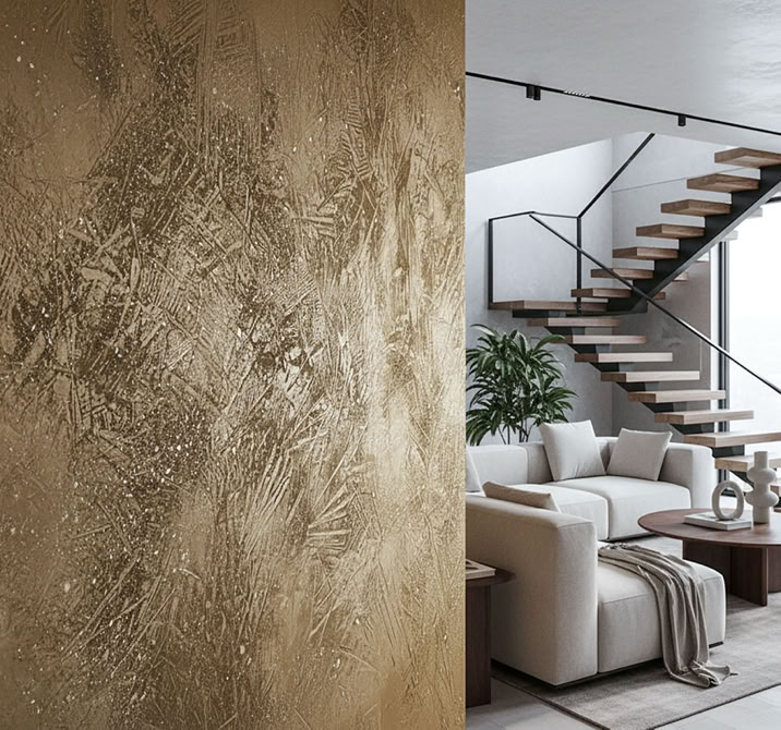 Moderne Inneneinrichtung mit einer Wand in W121 Classic mit Aurum Lasur