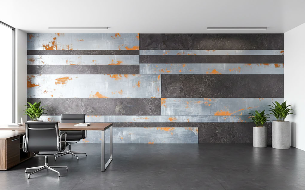 Effektspachtel Stahl  und Rost in Streifen Facetten