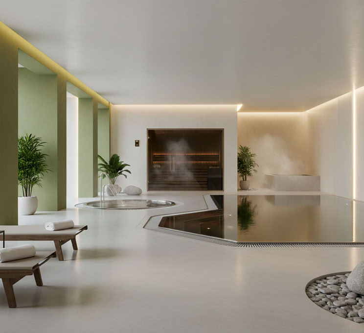 Moderner  SPA Bereich mit Rexx 2K Boden und Wände i