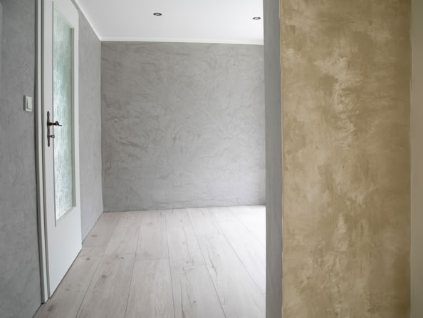 Raum mit grauen Wänden, W Classic Hintergrund W803, Vordergrund Marmoroptik