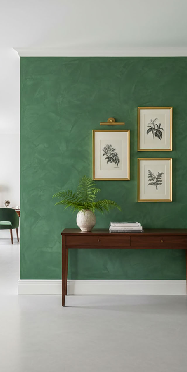 Paterra in gruen Hotelzimmer